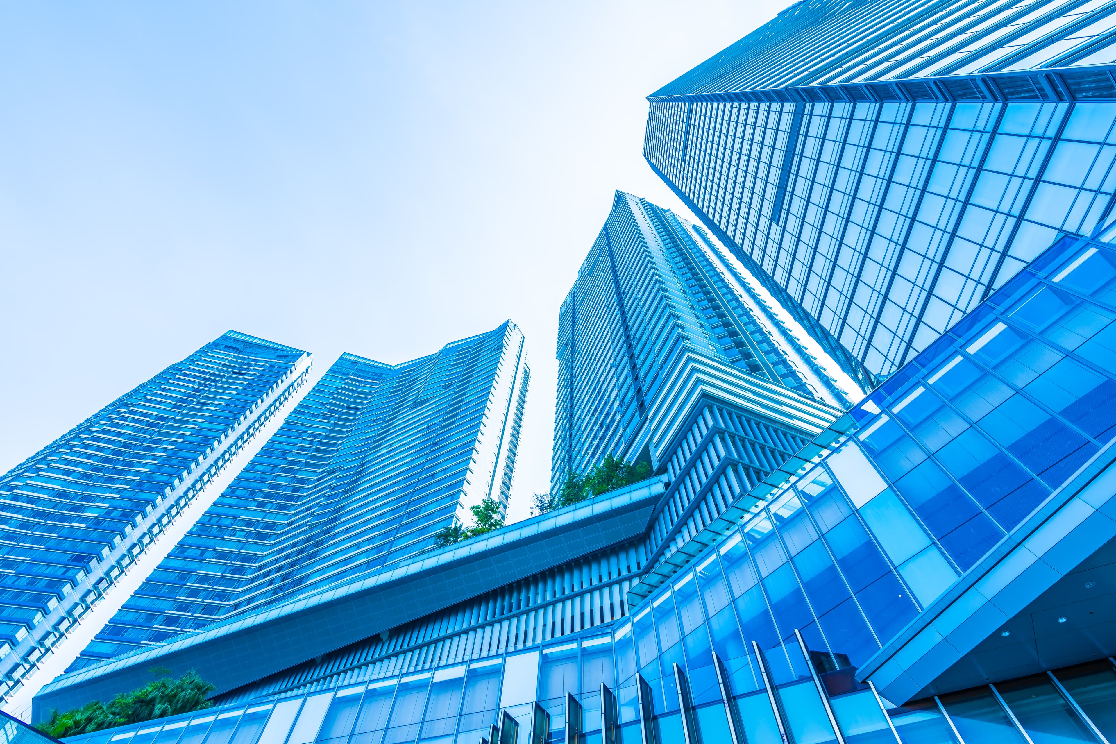Glass towers seen from below